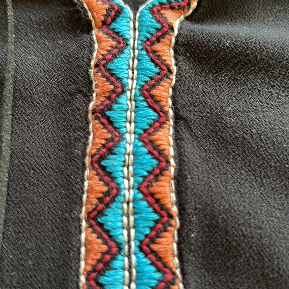 Boho Forever 21 babydoll dress with embroidery and tassels, Size L - Picture 2 of 8